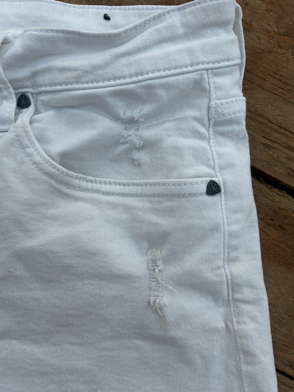Kut from the Kloth White Frayed Denim Shorts - Picture 6 of 8